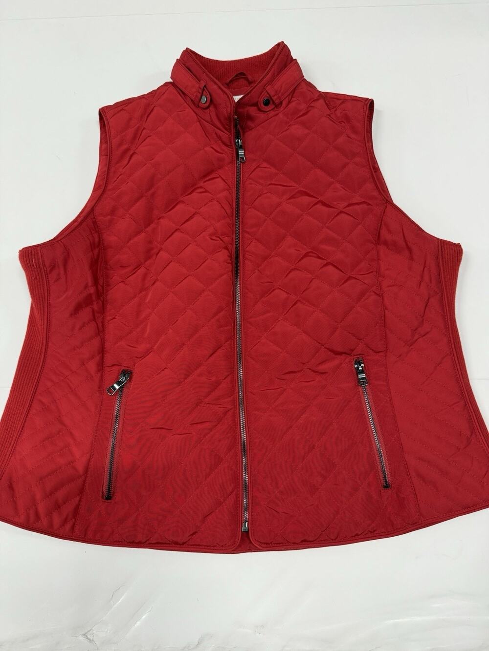 Westport Quilted Vest 1X Red Zipper Front Mock Neck